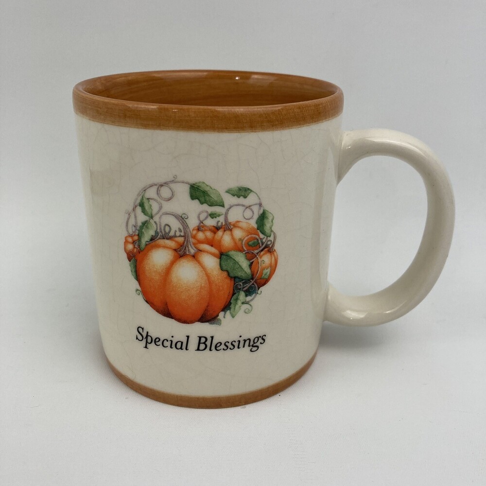 VTG Russ Berrie Special Blessings Coffee Mug Harvest Autumn Thanksgiving Pumpkin